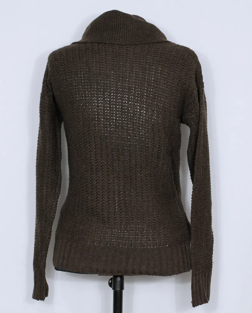 Blusa tricot lã marrom gola alta - Veste P - Ref. 5700