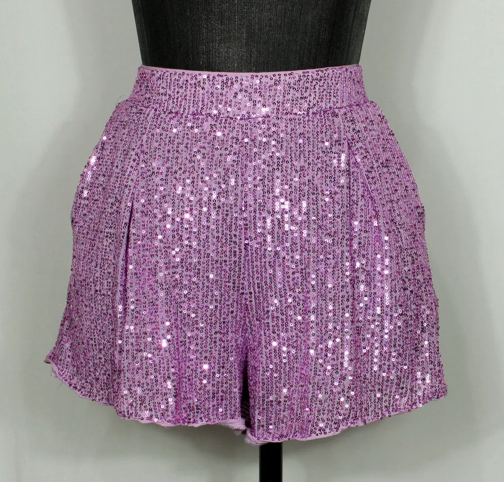 Short social alfaiataria festa paetês lilás Colcci Ref. 5781