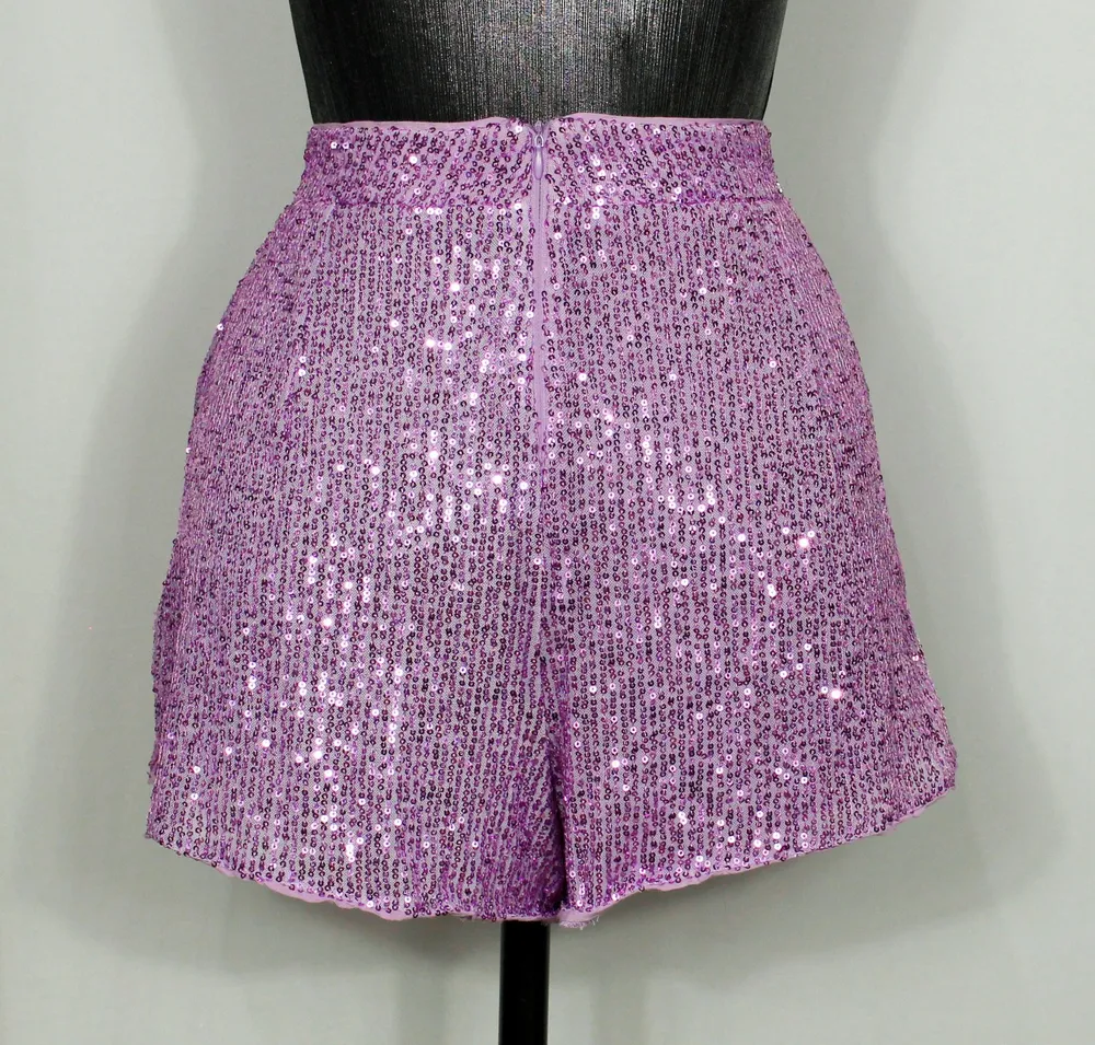 Short social alfaiataria festa paetês lilás Colcci Ref. 5781