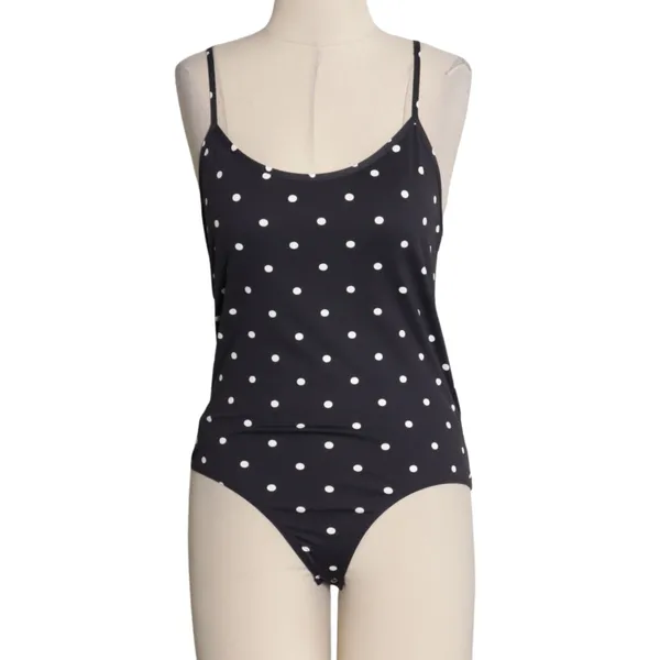 Body regata preto e branco poá bolinhas - Ref. 5780
