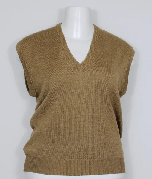 Colete de tricot lã marrom caramelo vintage CGC - Ref. 5722