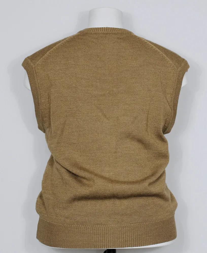 Colete de tricot lã marrom caramelo vintage CGC - Ref. 5722