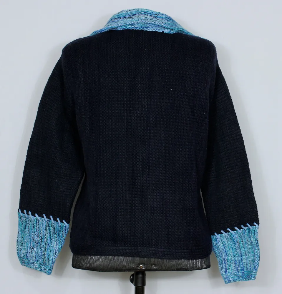 Casaco feminino tricot lã azul - Ref. 5732
