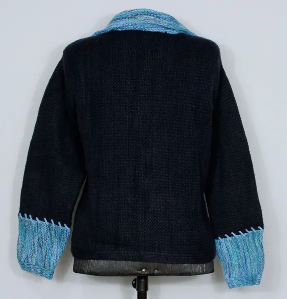 Casaco feminino tricot lã azul - Ref. 5732