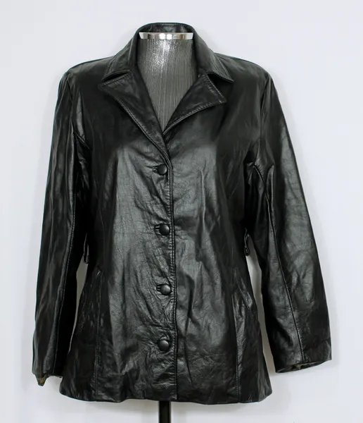 Jaqueta couro legítimo preto alongado - Veste M - Ref. 5880