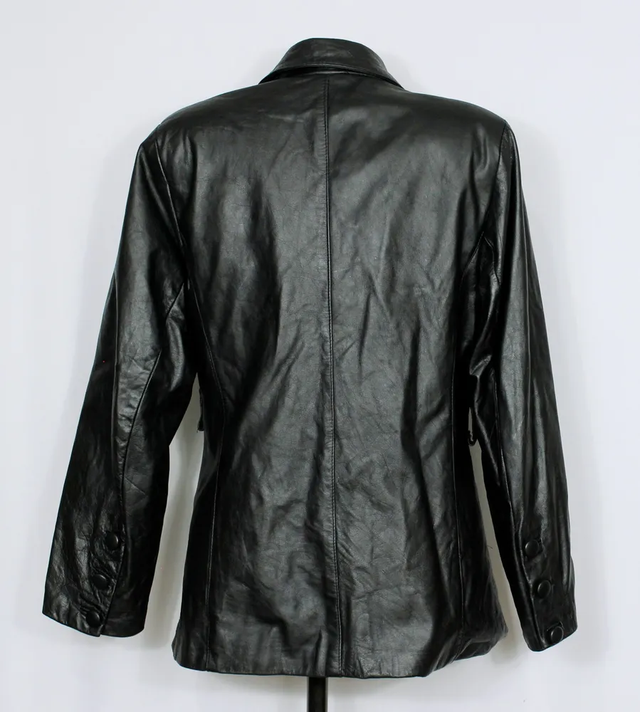 Jaqueta couro legítimo preto alongado - Veste M - Ref. 5880