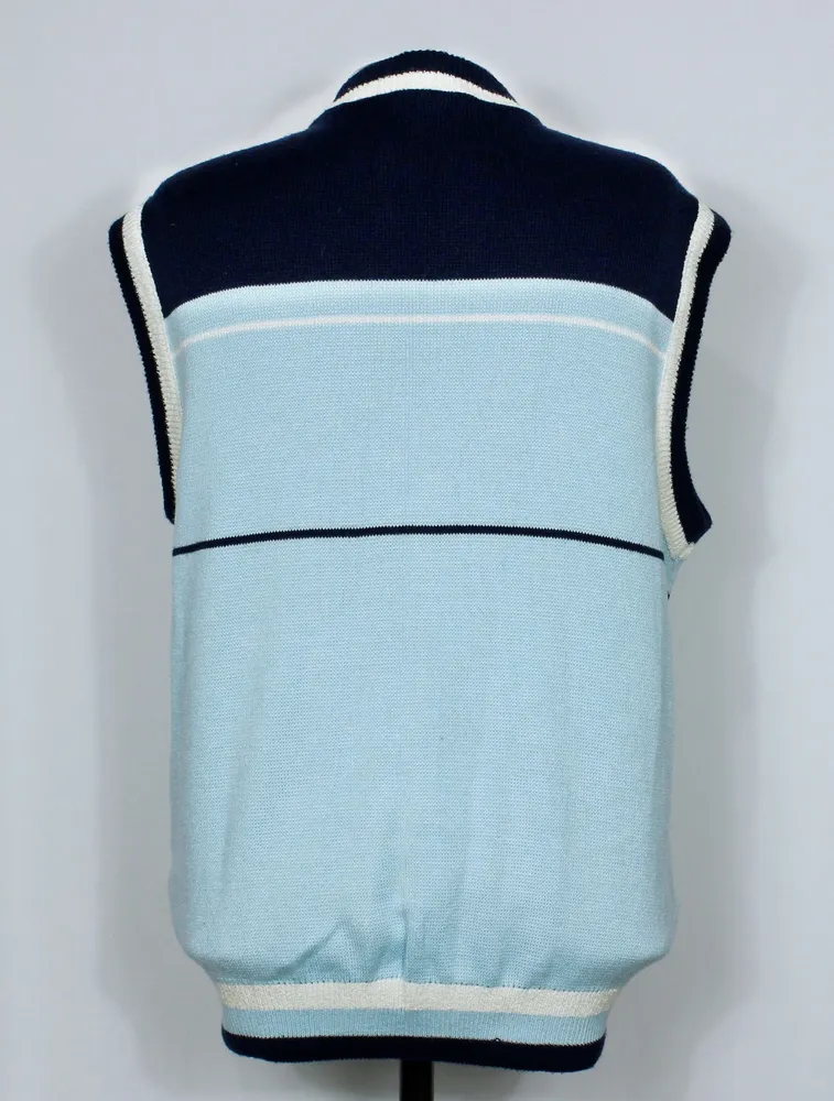Colete vintage tricot lã inverno azul - Veste M - Ref. 5923