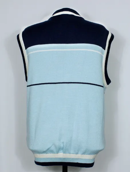 Colete vintage tricot lã inverno azul - Veste M - Ref. 5923