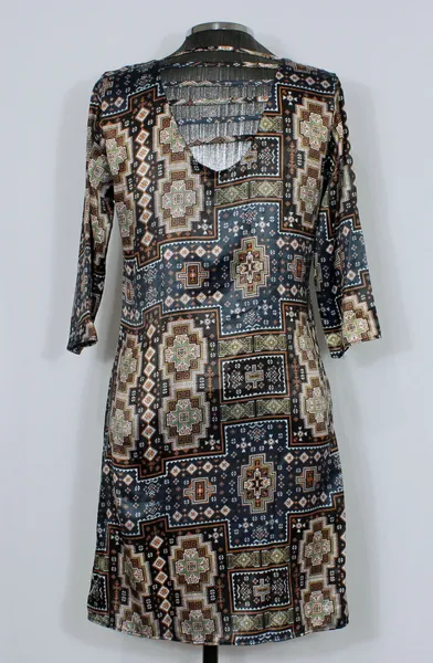 Vestido cetim estampado azul marinho - Ref. 5569