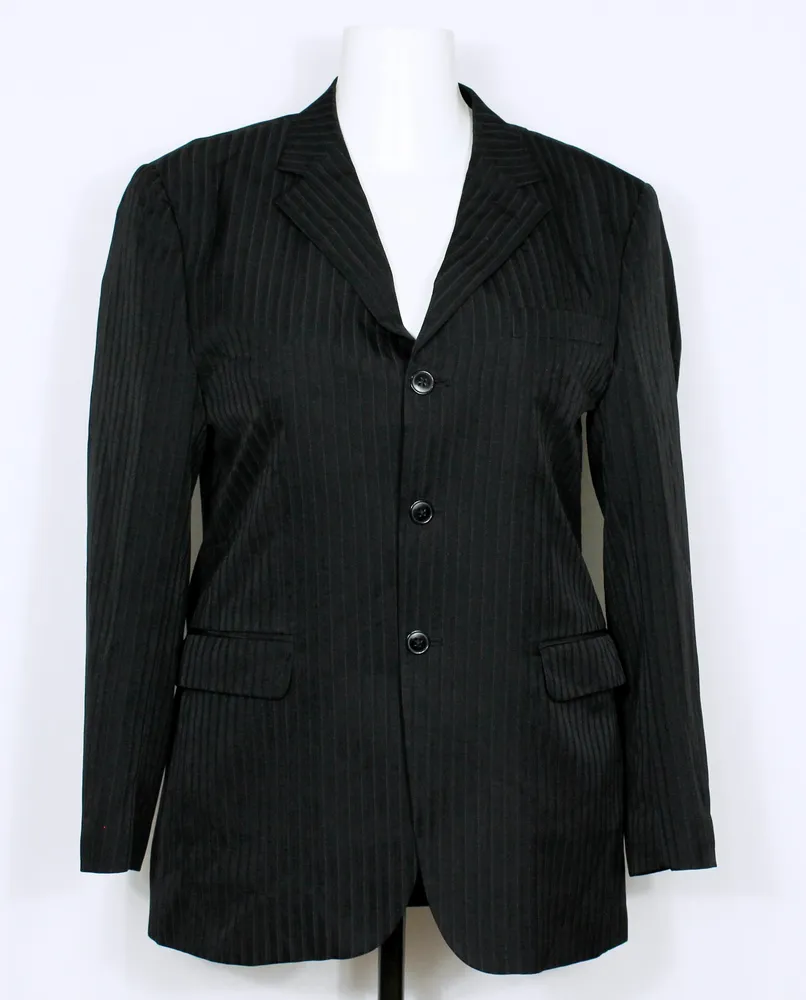 Blazer social alfaiataria preto risca de giz - Ref. 5655