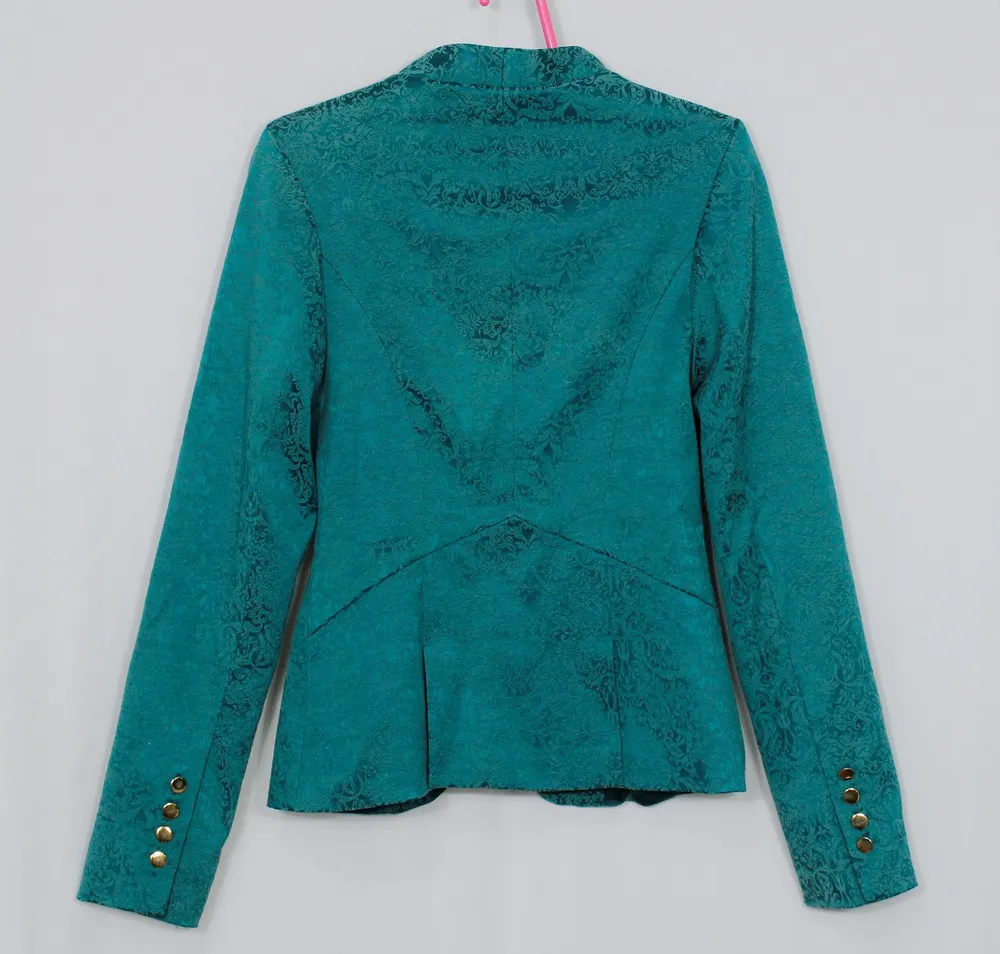 Blazer social alfaiataria verde cetim brocado - Ref. 5997