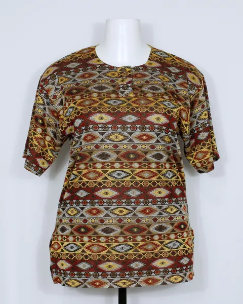 Blusa tricot linha malha estampada etnica - Ref. 5991