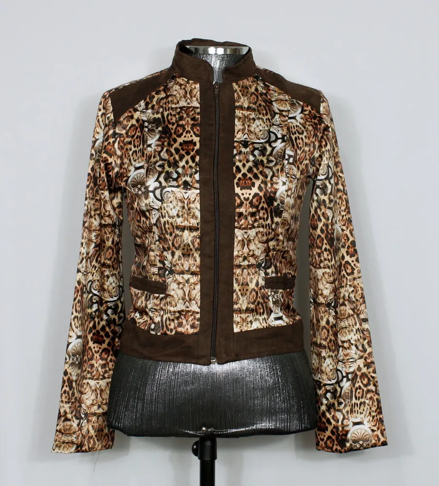 Jaqueta animal print marrom e bege - Ref. 5905