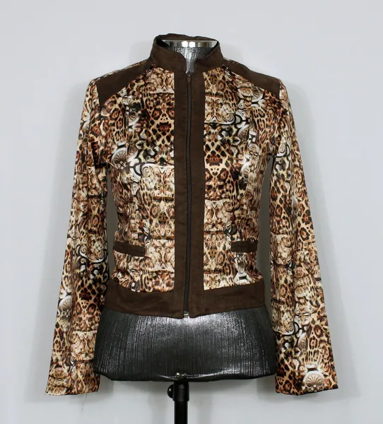 Jaqueta  animal print marrom e bege - Ref. 5905