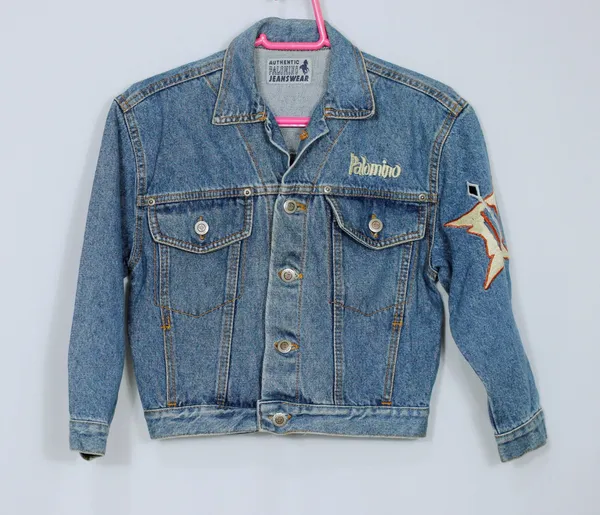 Jaqueta jeans juvenil vintage bordada azul - Ref. 5970