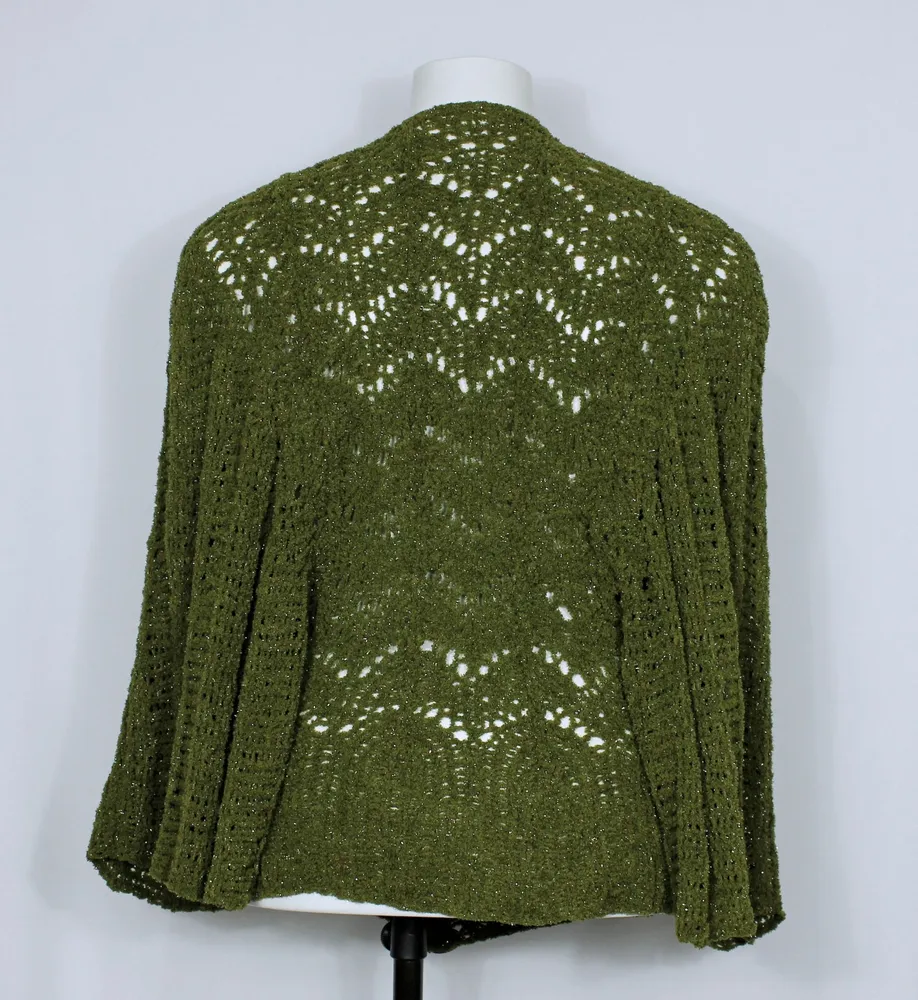 Casaco cardigan verde brilho feito a mão - Ref. 5939