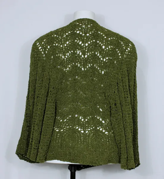 Casaco cardigan verde brilho feito a mão - Ref. 5939
