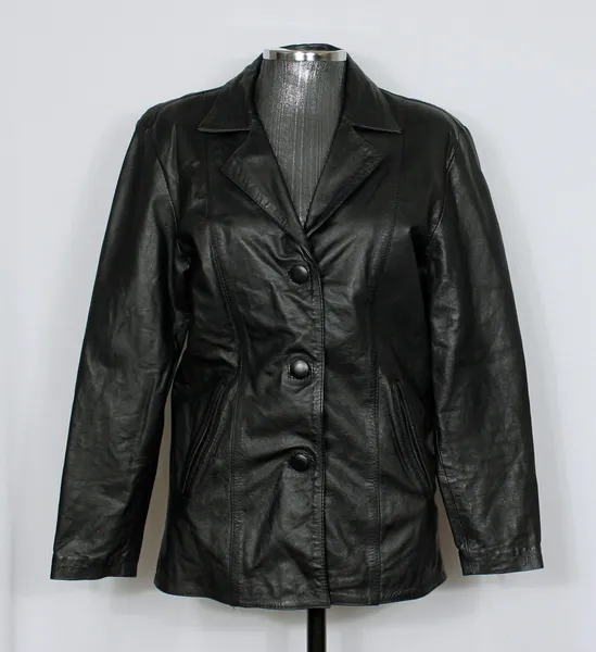 Jaqueta blazer couro legítimo preto - Veste M - Ref. 6042