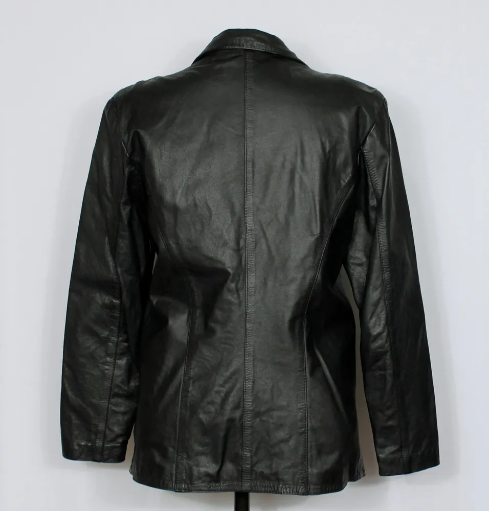 Jaqueta blazer couro legítimo preto - Veste M - Ref. 6042