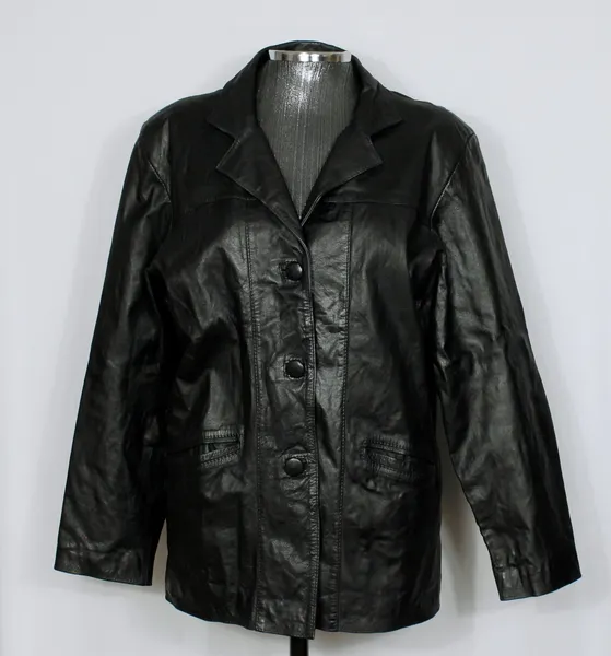 Jaqueta blazer couro legítimo preto - Ref. 6043