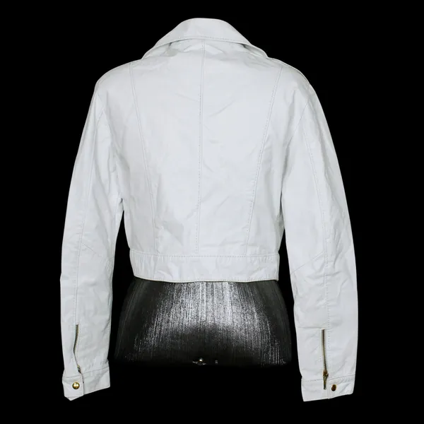 Jaqueta biker branca couro legítimo cropped - Ref. 6044