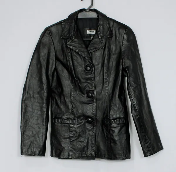 Jaqueta blazer couro legítimo preto - Veste PP - Ref. 6045