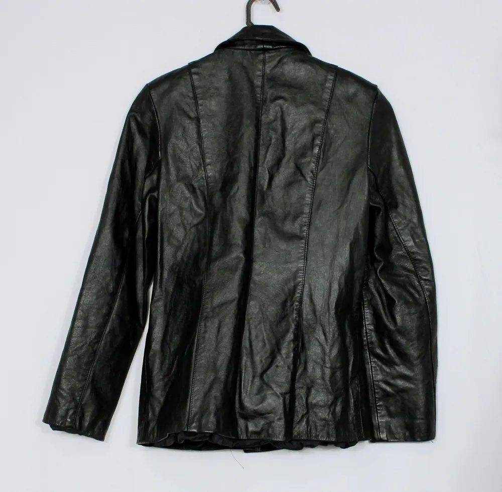 Jaqueta blazer couro legítimo preto - Veste PP - Ref. 6045