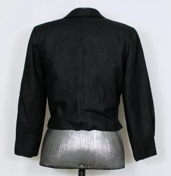Blazer social curto preto lã batida vintage - Ref. 6037