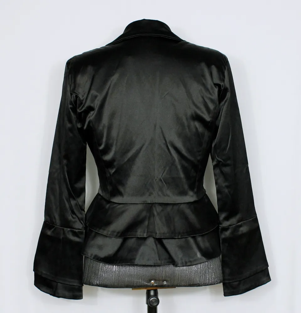 Blazer social Lança Perfume cetim preto - Ref. 6058