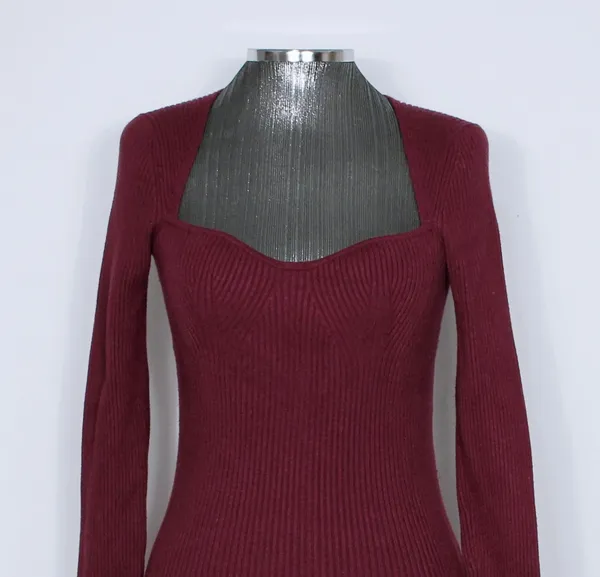 Vestido justo tricot modal midi marsala - Ref. 6071