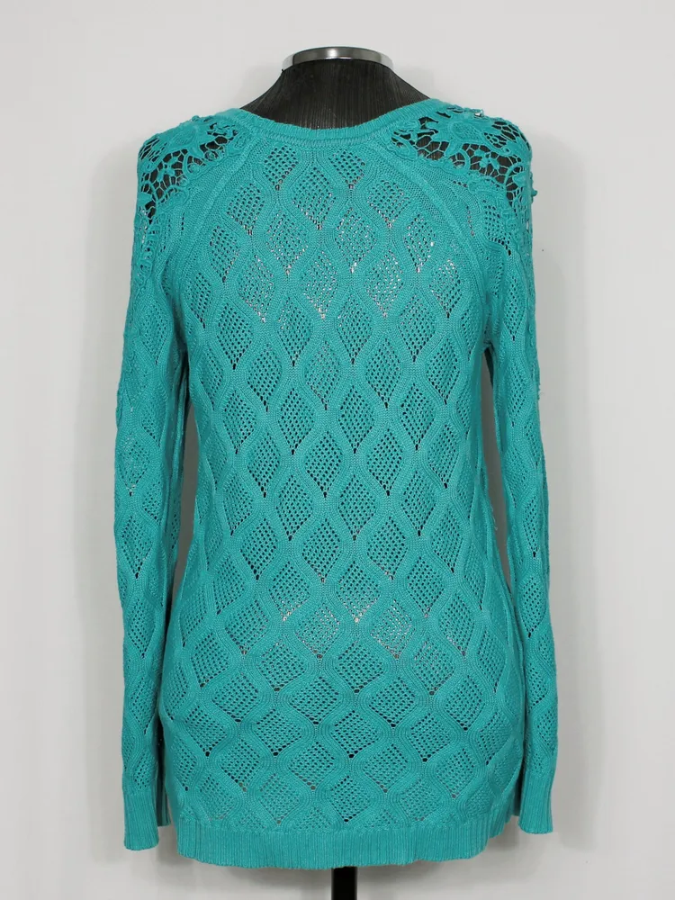 Blusa tricot lã guipir renda Biamar - Ref. 6129