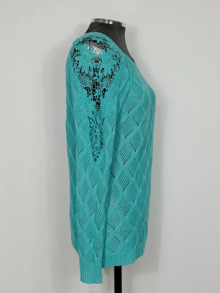 Blusa tricot lã guipir renda Biamar - Ref. 6129