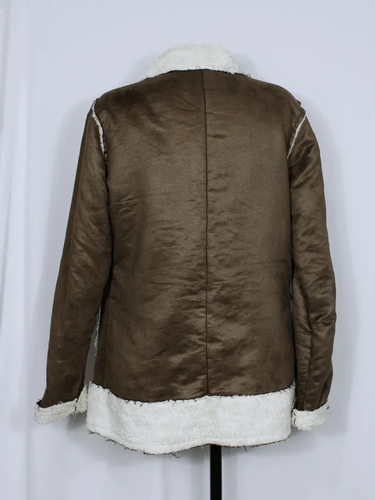 Casaco alongado suede e sherpa Ref. 6227
