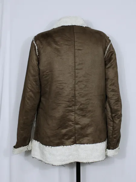 Casaco alongado suede e sherpa Ref. 6227
