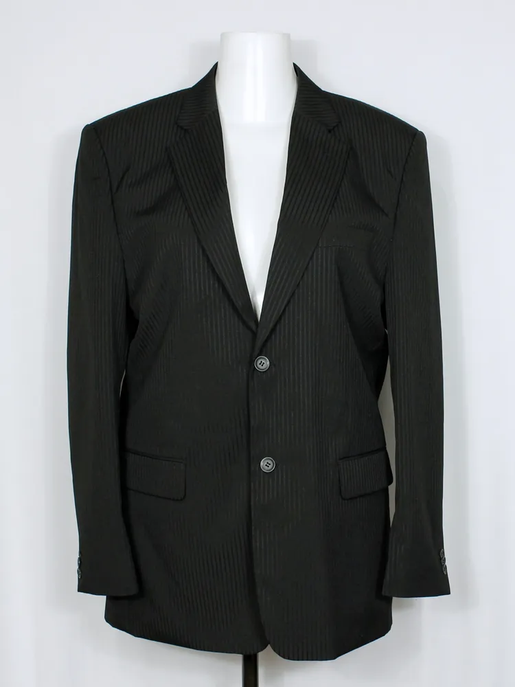 Conjunto terno social preto risca de giz plus size Ref. 6029
