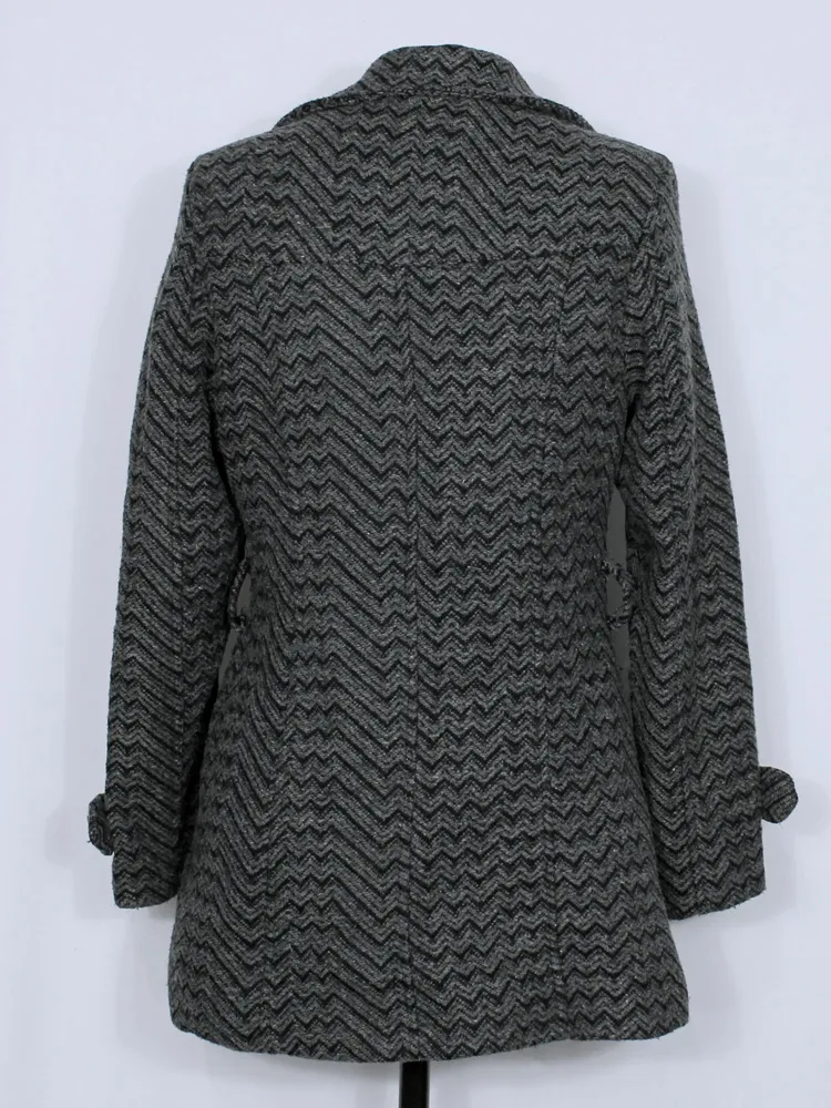 Casaco alongado cinza e preto lã batida inverno - Ref. 6230