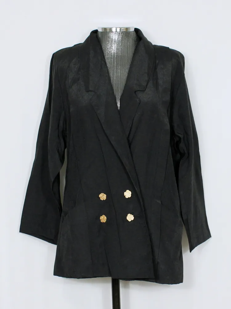 Blazer alongada transpassada preta vintage CGC Ref. 6243