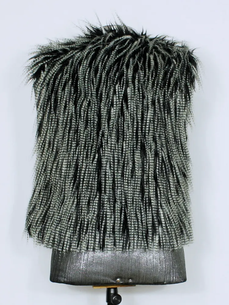 Colete pelego pelo fake preto e branco - Ref. 6223