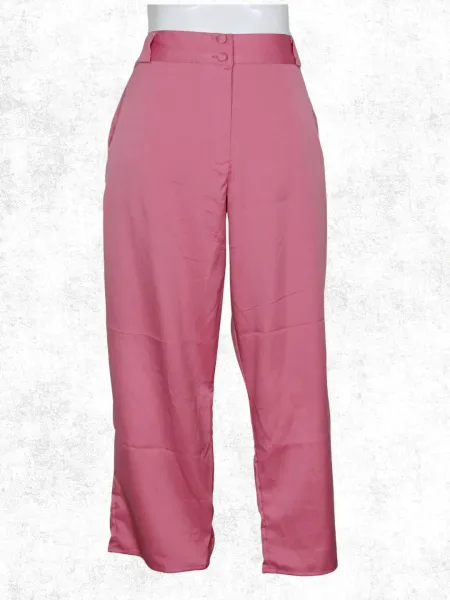 Calça social reta afunilada rosa plus size - Ref. 5769