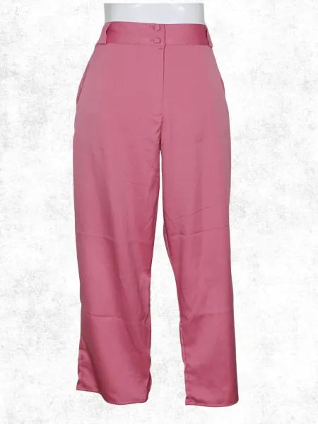Calça social reta afunilada rosa plus size - Ref. 5769