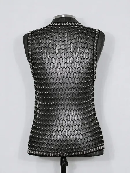 Colete tricot e pedraria prata Y2K glam festival - Ref. 6295