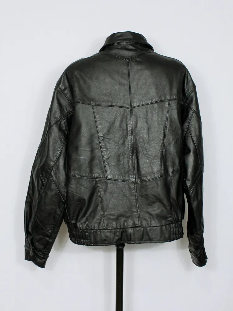 Jaqueta de couro legítimo bomber preta - Veste M - Ref. 6366