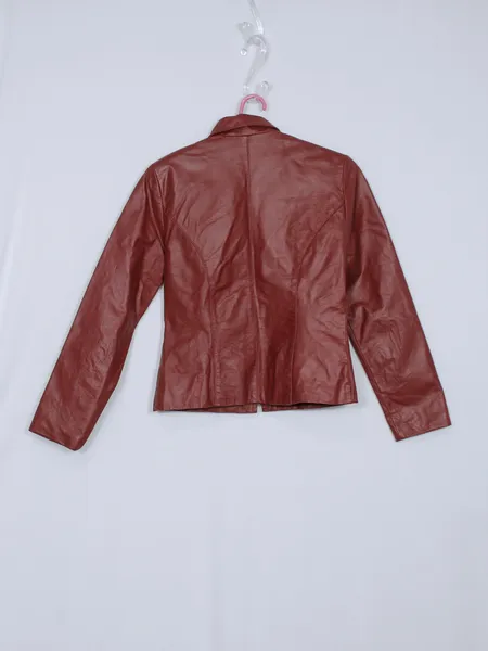 Jaqueta couro legítimo vermelho escuro -ref. 6344