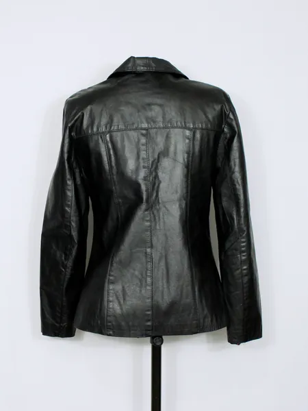 Jaqueta blazer couro legítimo preto - Ref. 6336