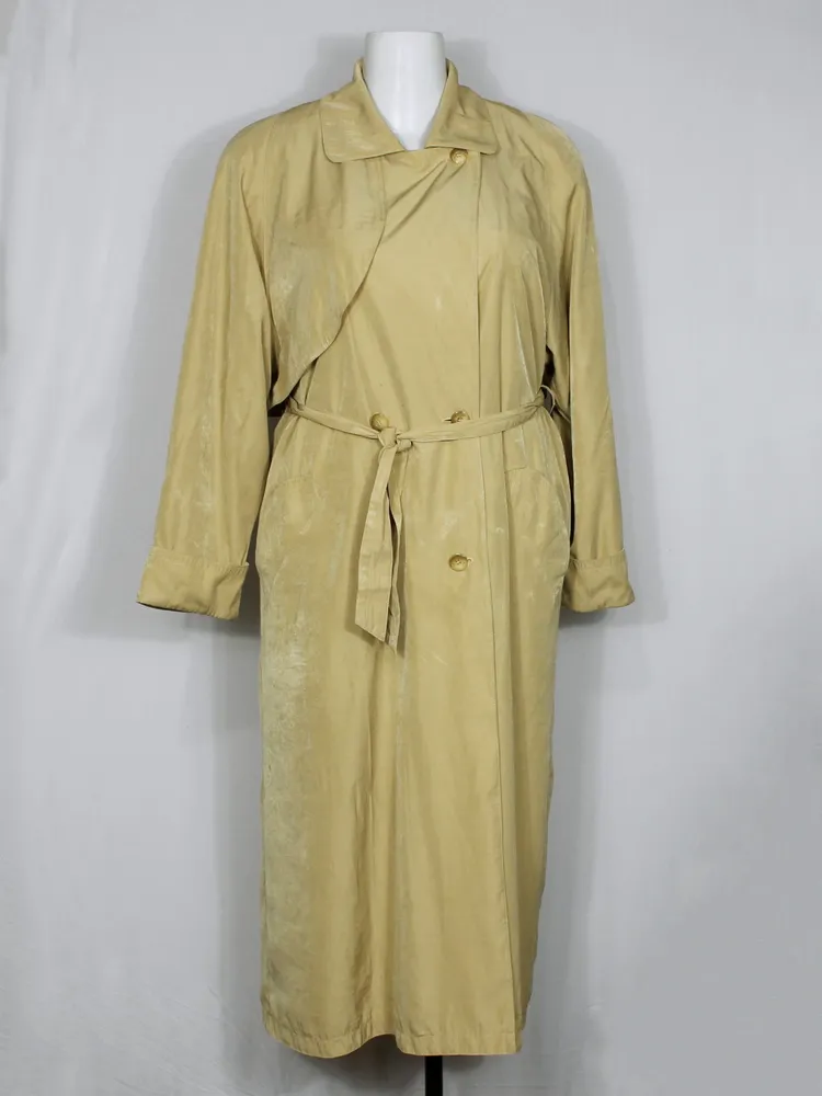 Casaco gabardine amarelo claro longo vintage - Ref. 6341