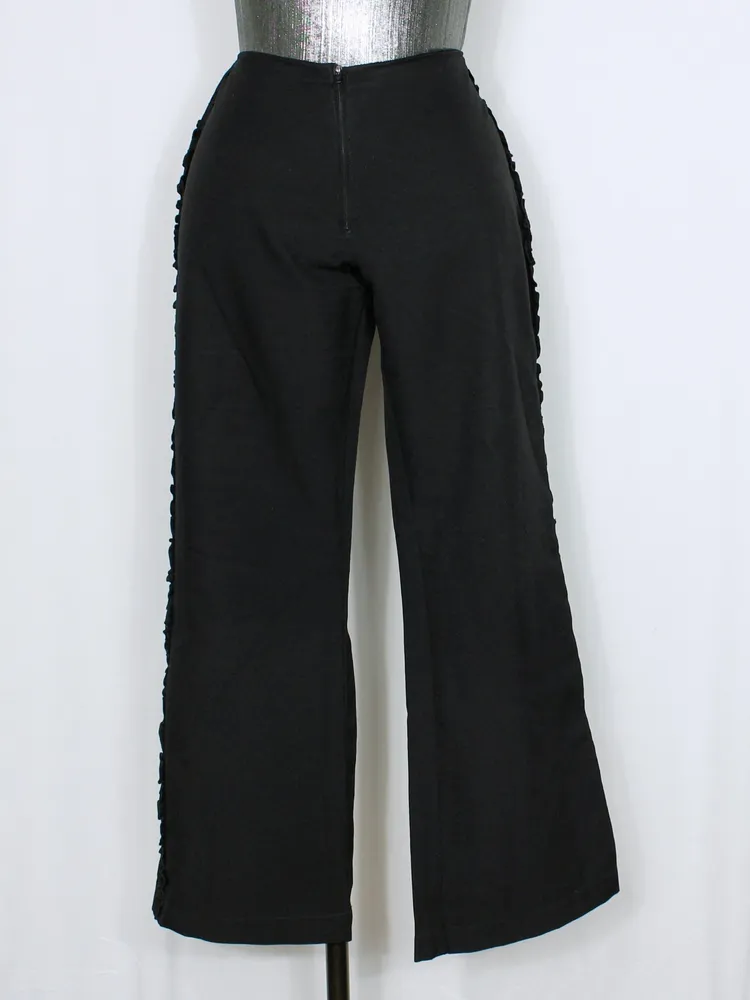 Calça social alfaiataria babado preta flare Y2K - Ref. 6148