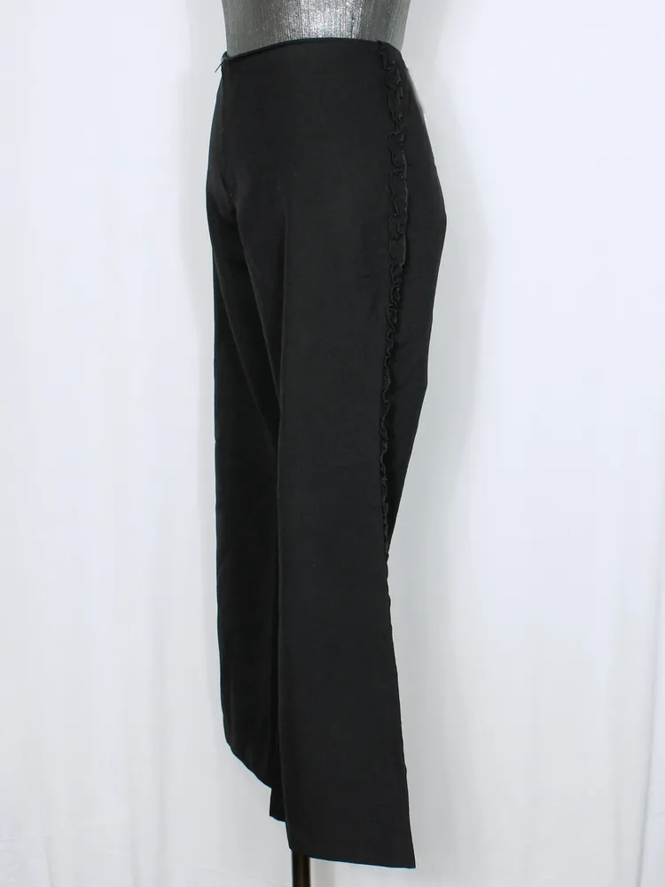 Calça social alfaiataria babado preta flare Y2K - Ref. 6148