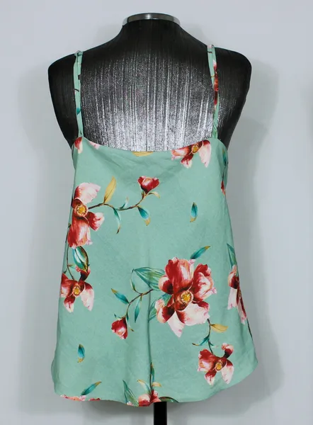 Blusa regata feminina verde floral - Veste M - Ref. 5670