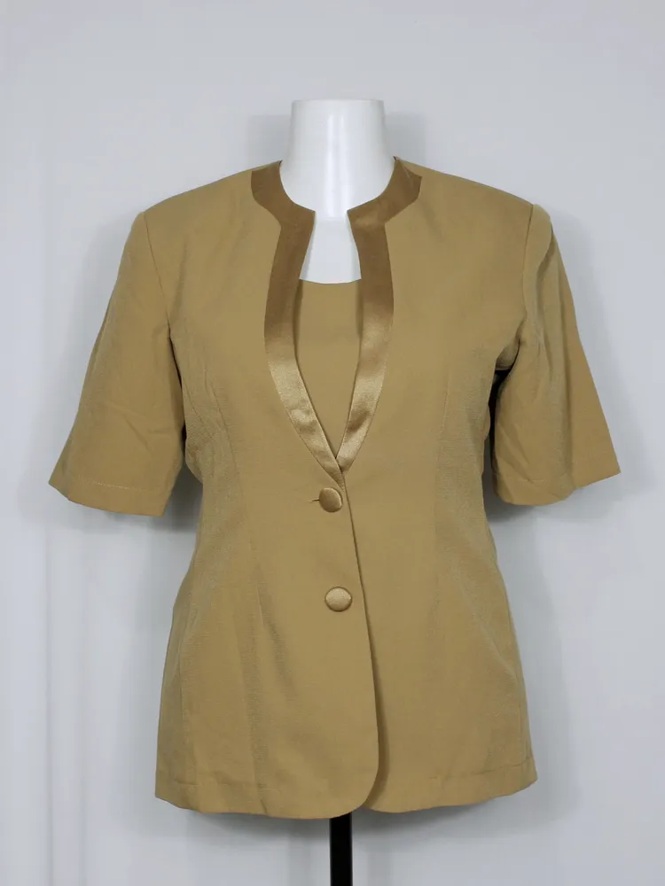 Blazer social feminino marrom claro plus size - Ref. 6359