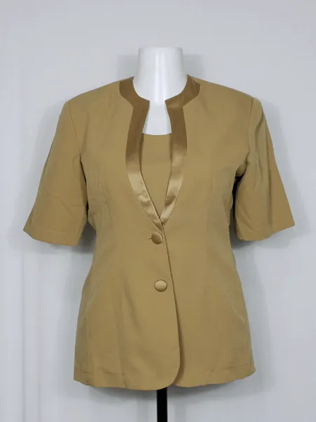 Blazer social feminino marrom claro plus size - Ref. 6359